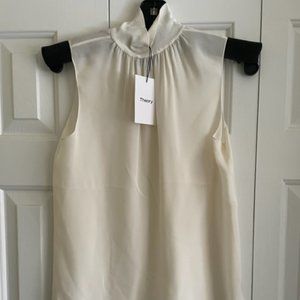 Theory Ivory Sleeveless Silk Top